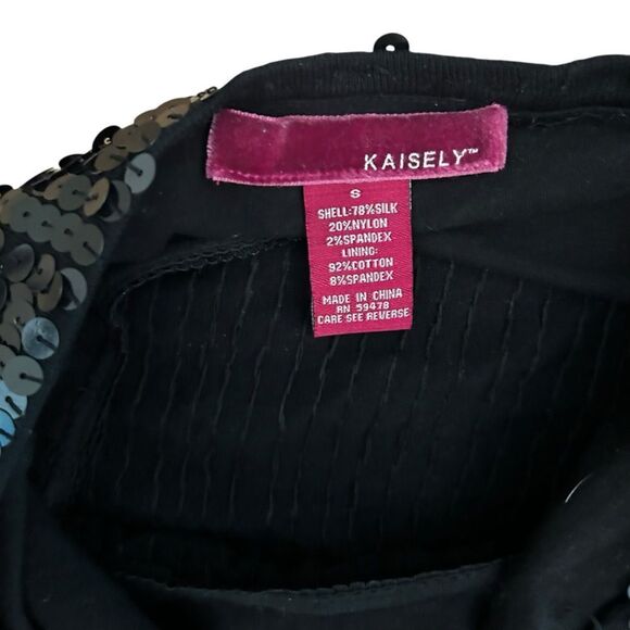 Kailesy Black Silk Sequin Mini Skirt Size Small - Picture 3 of 3